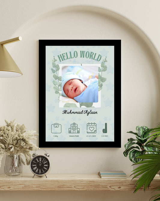 Green Floral Starry Newborn Frame
