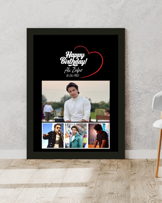 Black Birthday Photo Collage Frame